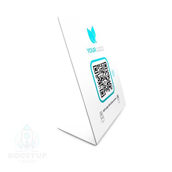 100% frei personalisierbares Display- Aufsteller - Mit eigenem Link NFC / QR-Code 12x14cm