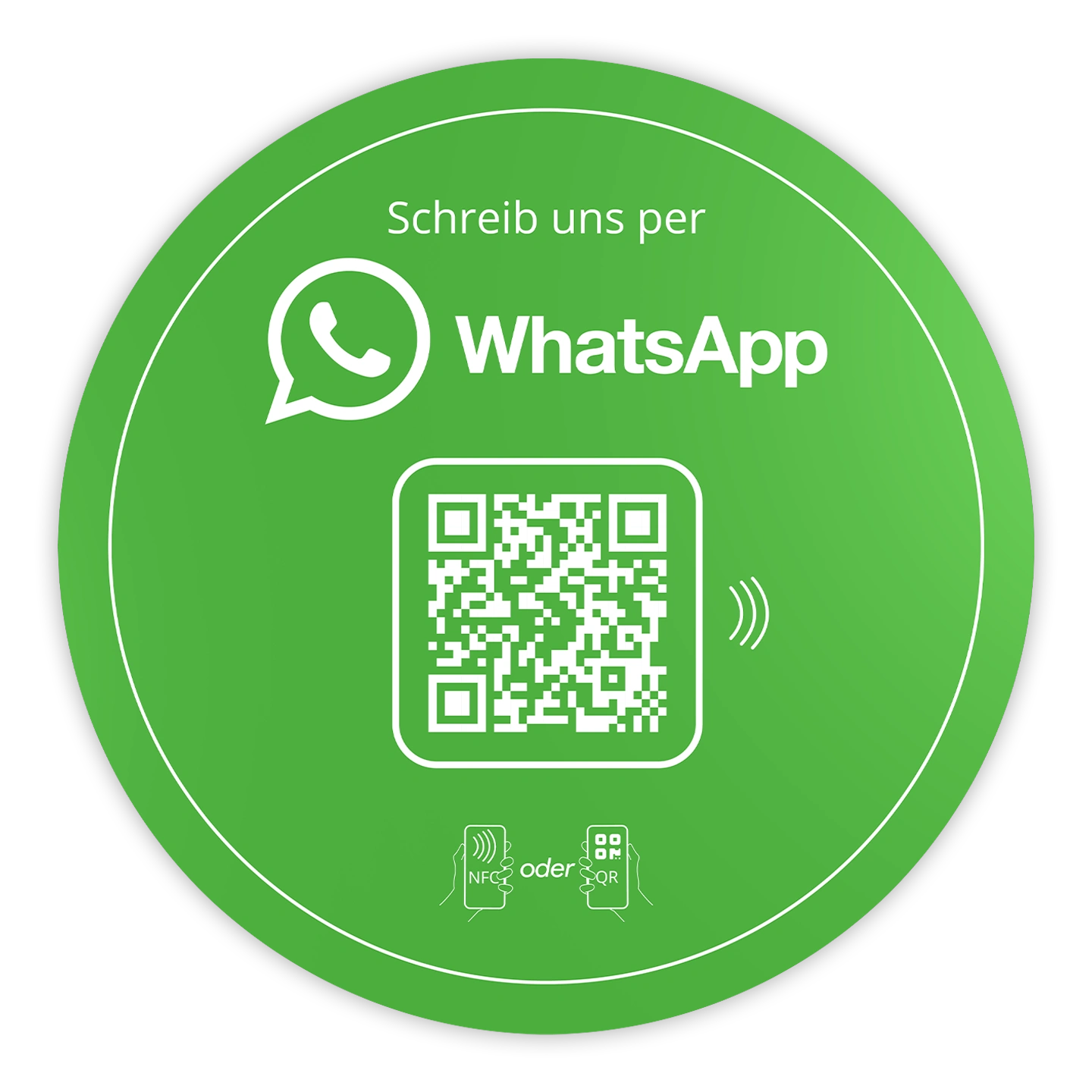 WhatsApp Direct Connect Aufkleber 10cm – NFC/QR-Code für sofortigen Kundenkontakt
