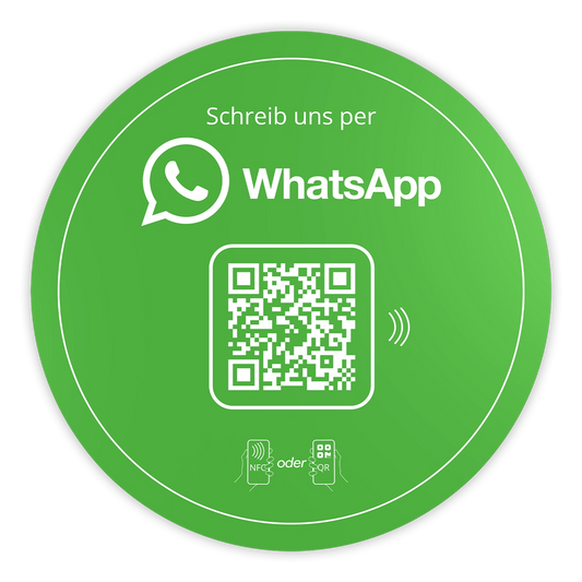 WhatsApp Direct Connect Aufkleber 10cm – NFC/QR-Code für sofortigen Kundenkontakt