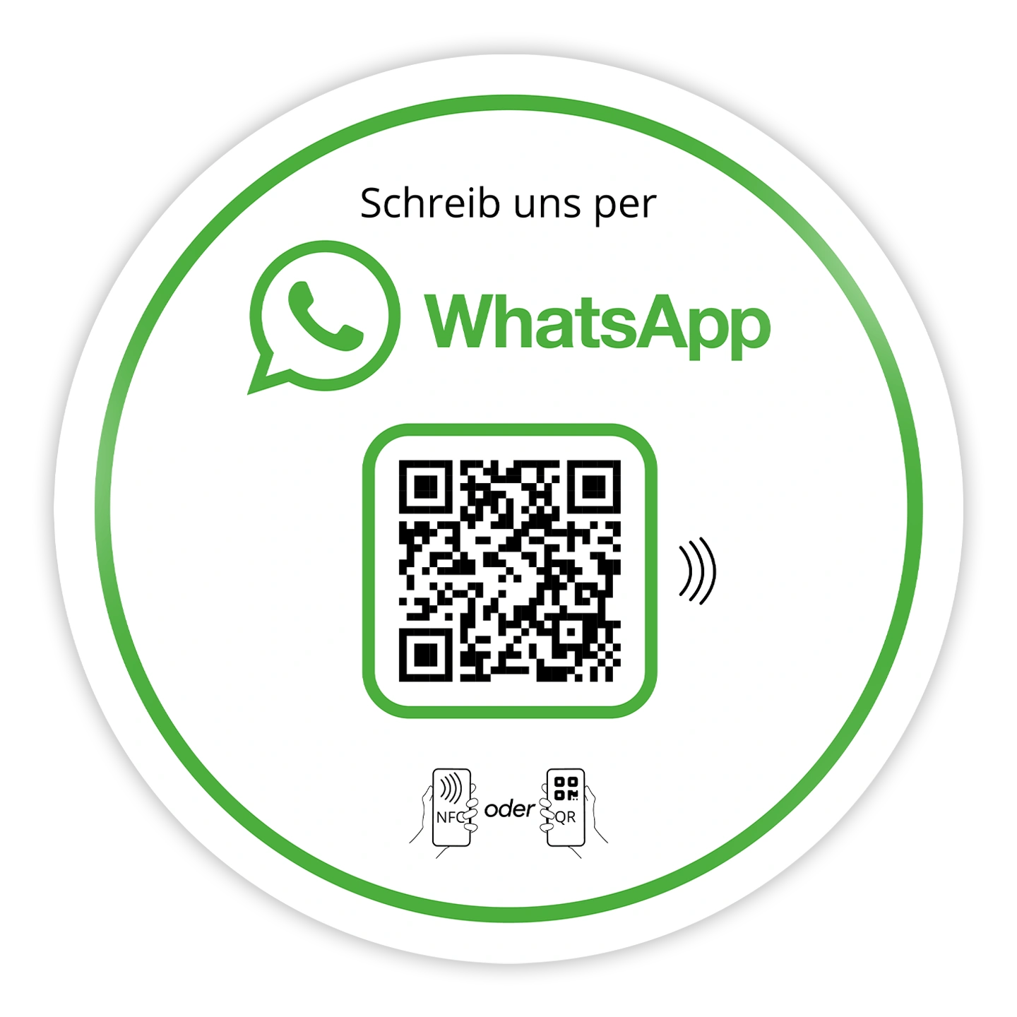 WhatsApp Direct Connect Aufkleber 10cm – NFC/QR-Code für sofortigen Kundenkontakt