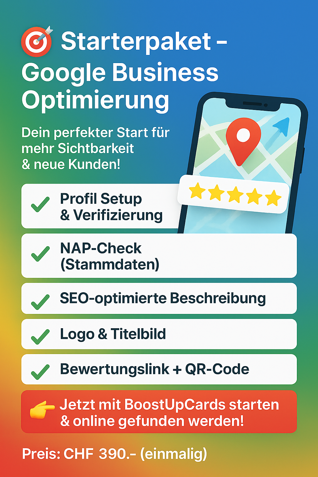 Google Business Profil Optimierung – Starter Paket Schweiz | BoostUpCards