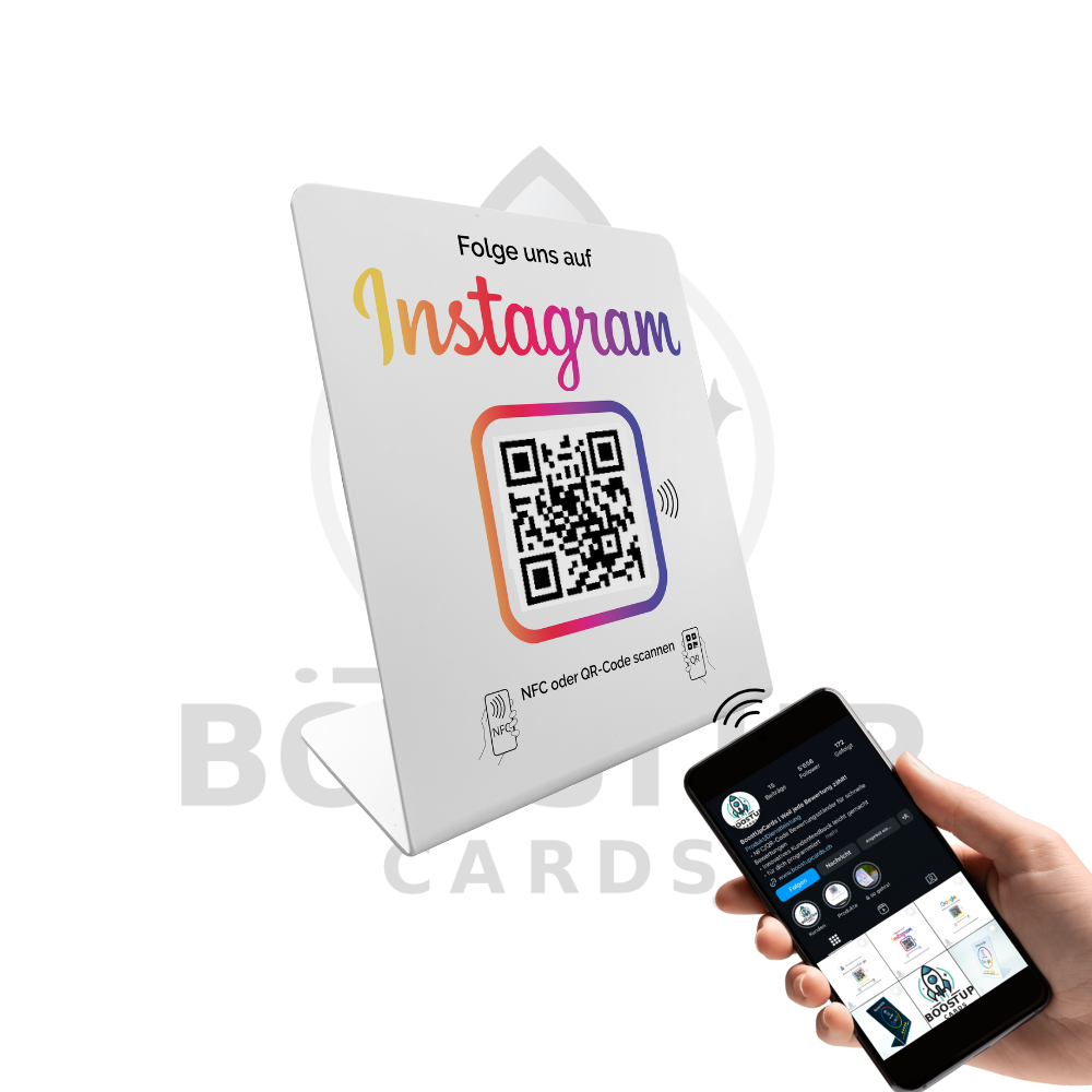 Instagram Booster Display – NFC/QR-Code Display Aufsteller für sofortige Follower!