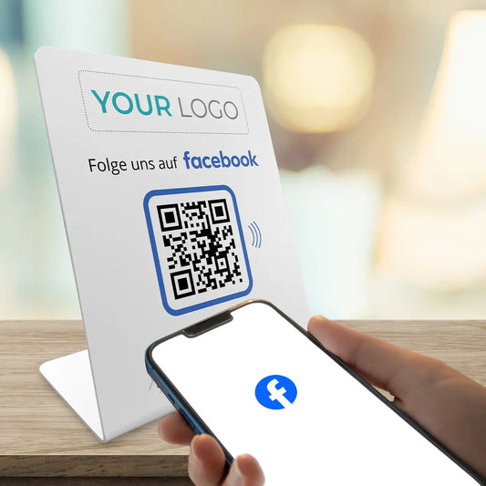 Facebook Follower Booster - NFC/QR-Code Display Aufsteller - Followerdisplay 12x14cm