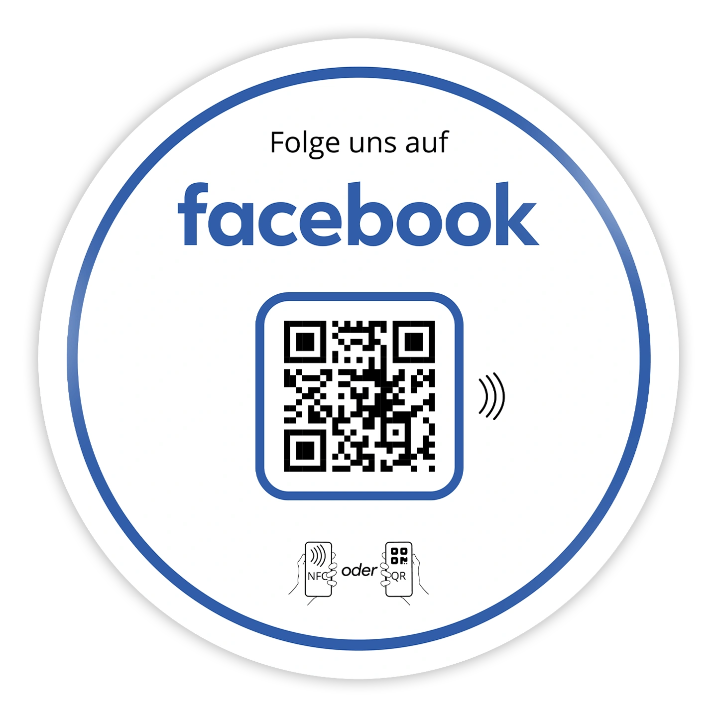 Facebook Follower Booster - NFC + QR-Code zum kleben 10cm - für sofortige Follower-Zuwächse!