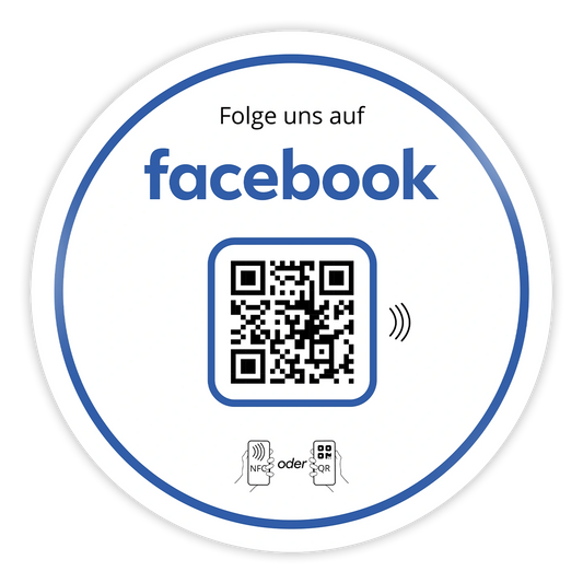 Facebook Follower Booster - NFC + QR-Code zum kleben 10cm - für sofortige Follower-Zuwächse!
