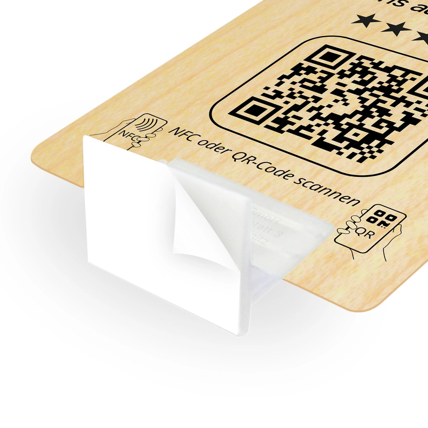 Holz Google Review Booster - NFC / QR-Code Aufsteller - Bewertungskarte