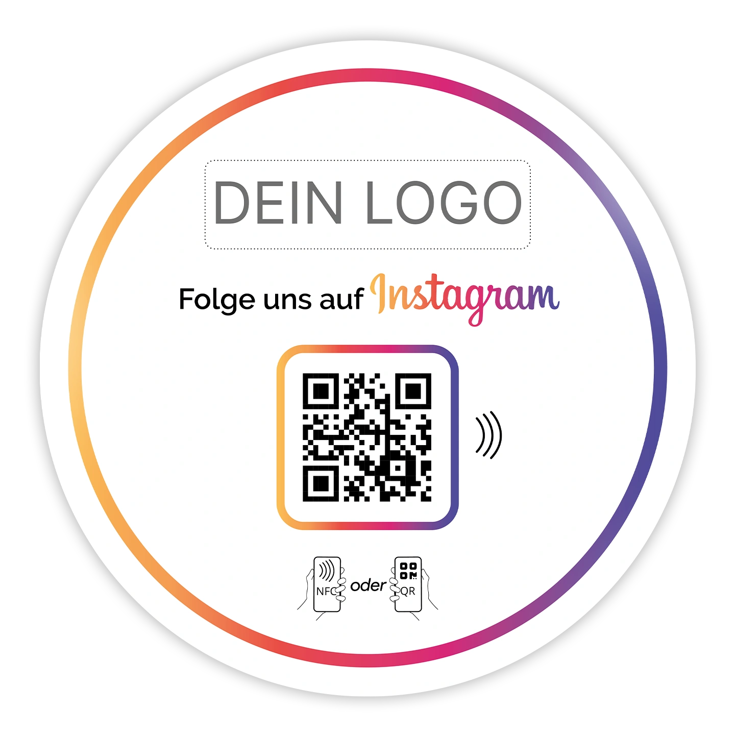 Instagram Follower Booster - NFC + QR-Code mit eigenem Logo zum kleben - für sofortige Follower-Zuwächse!