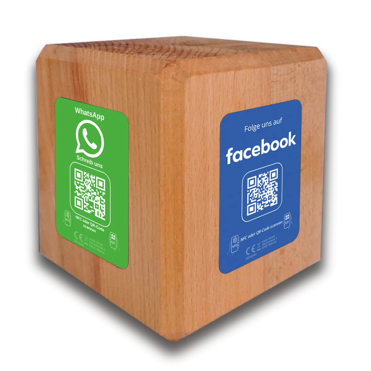 Social Media Booster – NFC/QR-Code Holzcube für mehr Reichweite - 4 - Seiten