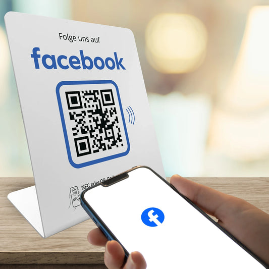 Facebook Follower Booster - NFC/QR-Code Display Aufsteller - Followerdisplay 12x14cm