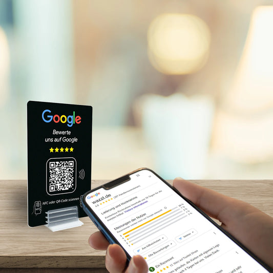 Google Review Booster - NFC / QR-Code Aufsteller - Bewertungskarte
