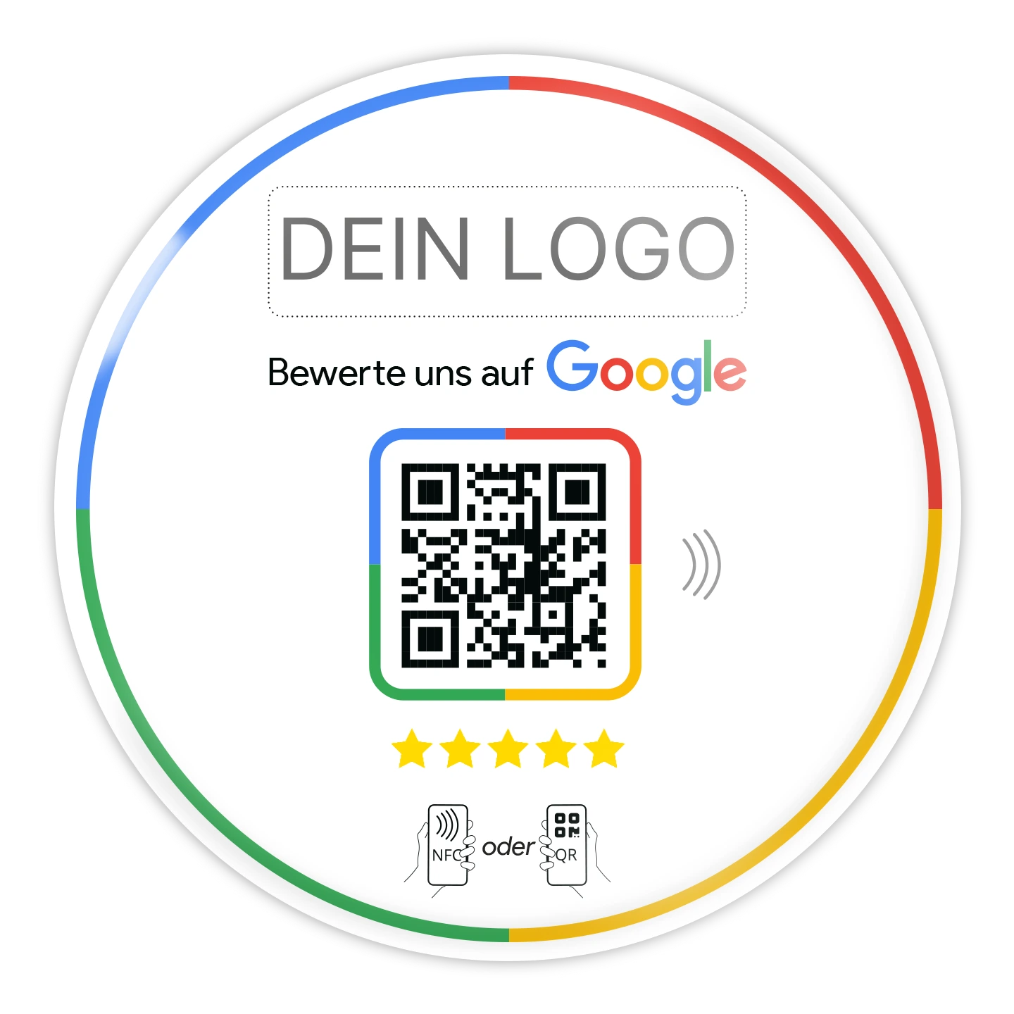 Google Review Booster mit Logo - NFC + QR-Code zum kleben - Vorprogrammiert auf Ihr Unternehmen!