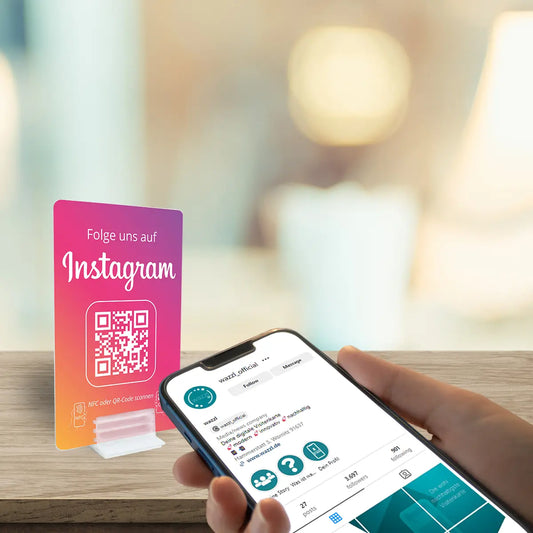 Instagram Booster Karte – NFC/QR-Code Aufsteller für sofortige Follower-Zuwächse!