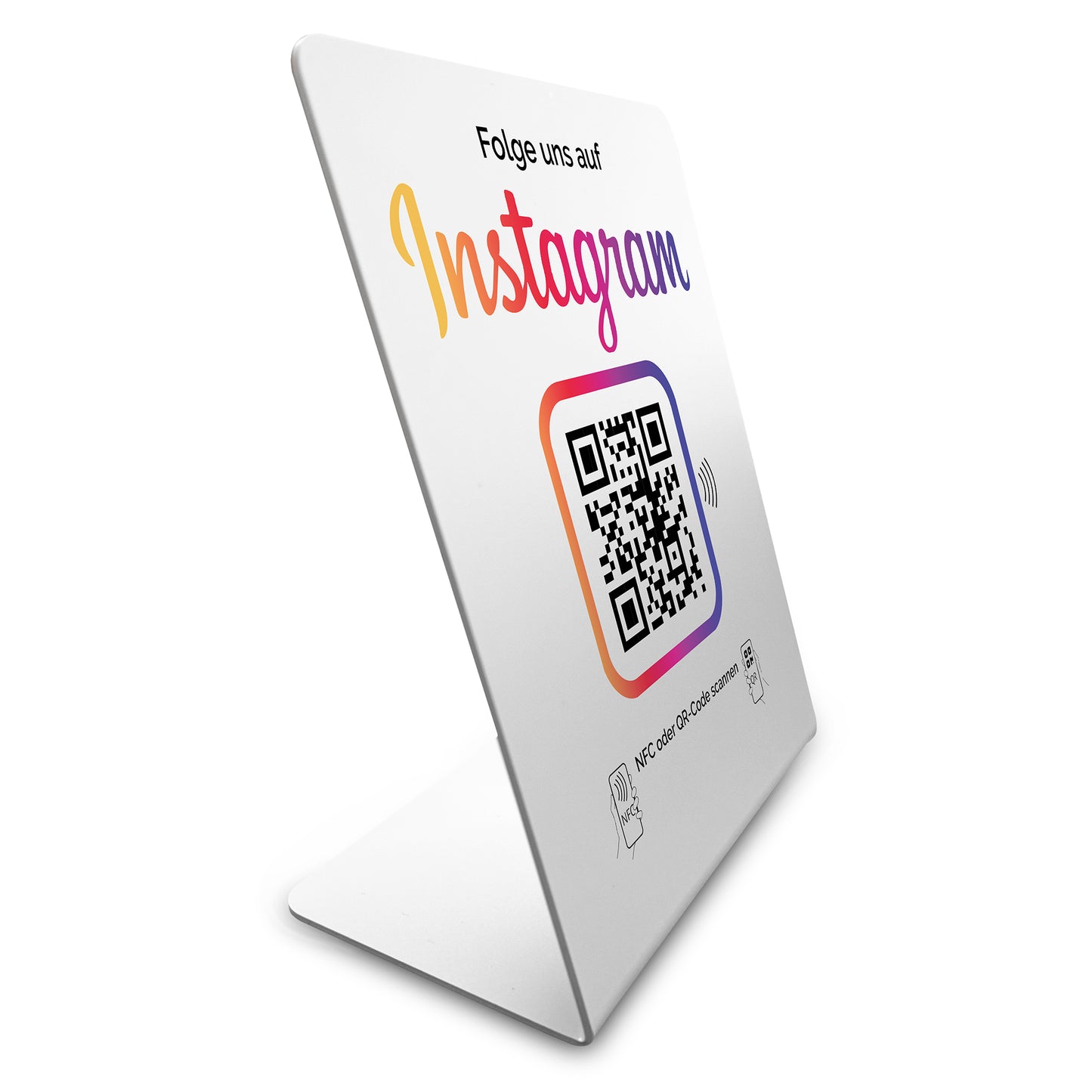 Instagram Booster Display mit eigenem Logo – NFC/QR-Code Display Aufsteller für sofortige Follower-Zuwächse 12x14cm