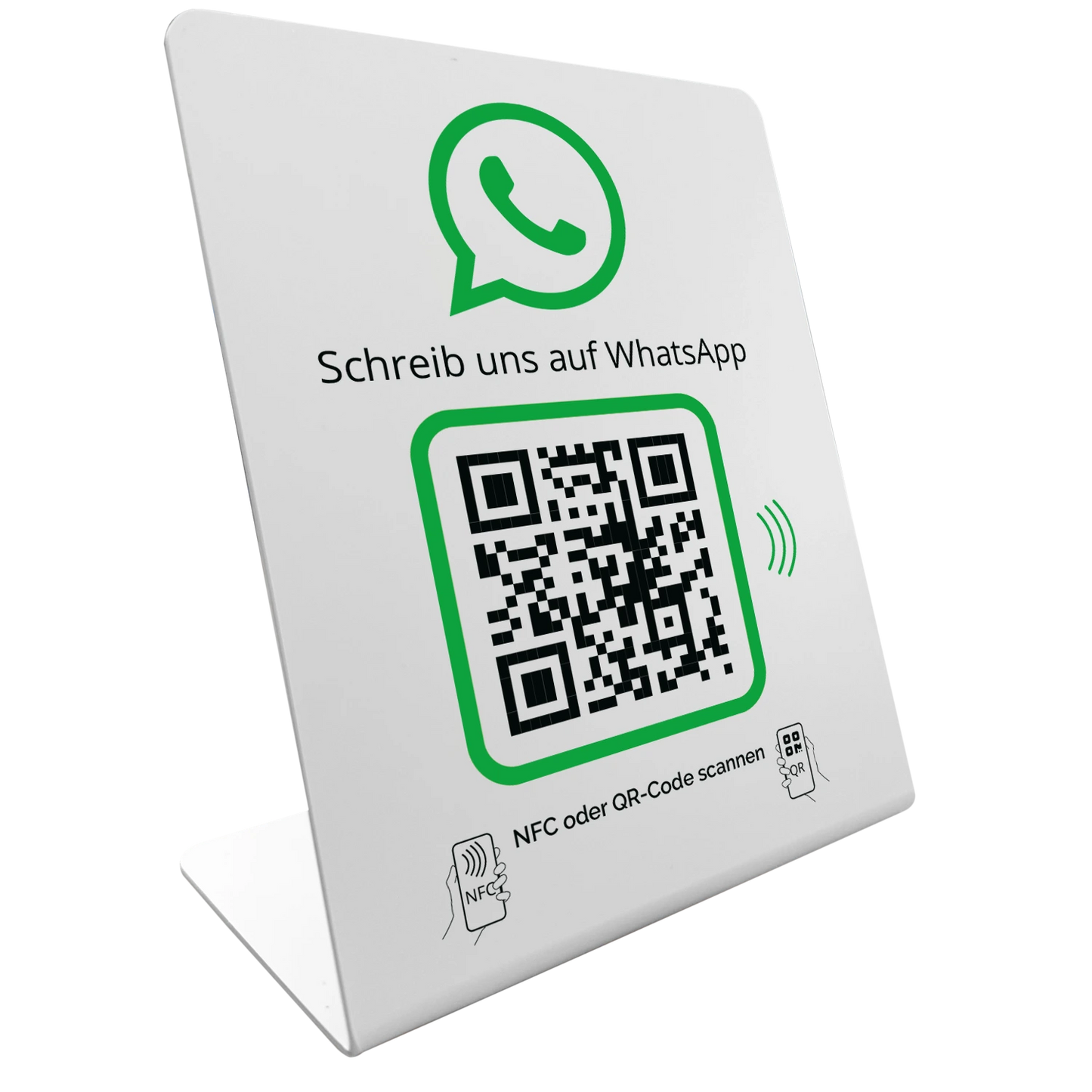 WhatsApp Direct Connect – NFC/QR-Code Display Aufsteller für sofortigen Kundenkontakt 12x14cm