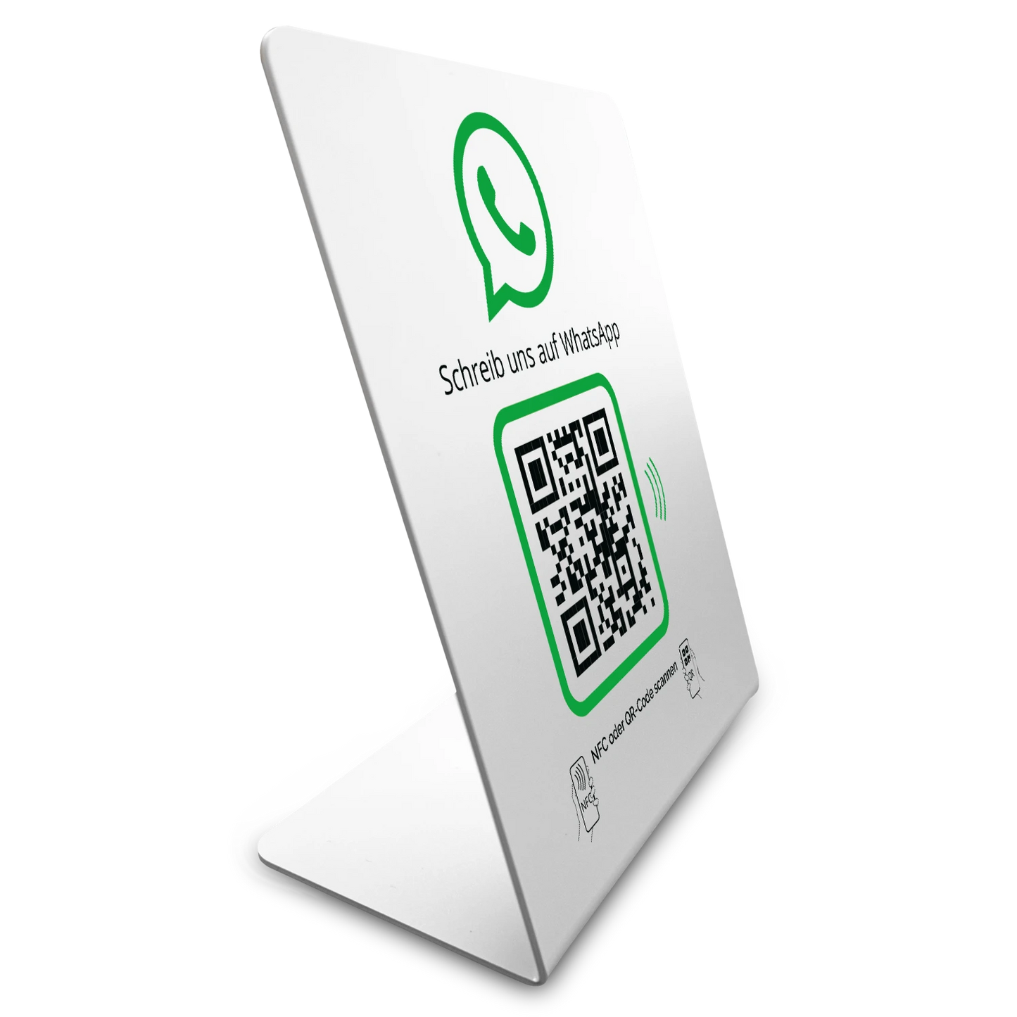 WhatsApp Direct Connect – NFC/QR-Code Display Aufsteller für sofortigen Kundenkontakt 12x14cm