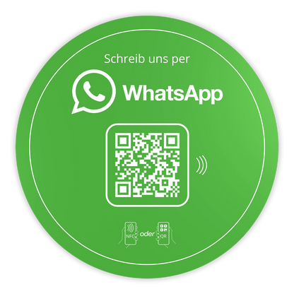 WhatsApp Direct Connect Aufkleber 10cm – NFC/QR-Code für sofortigen Kundenkontakt