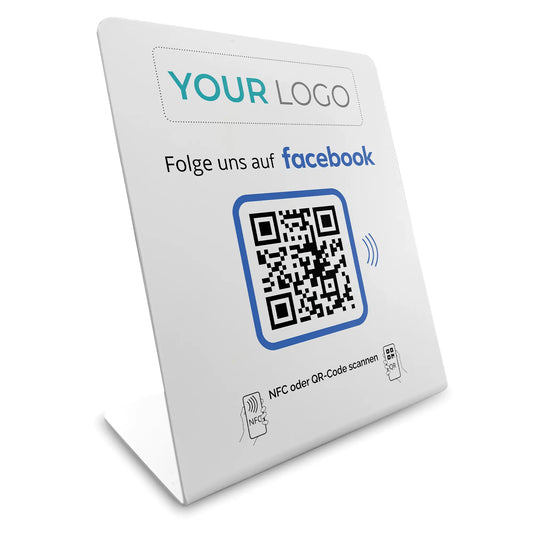 Facebook Follower Booster - NFC/QR-Code Display Aufsteller - Followerdisplay 12x14cm