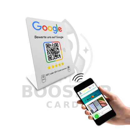 Google Review Booster - NFC / QR-Code Display - Bewertungsaufsteller