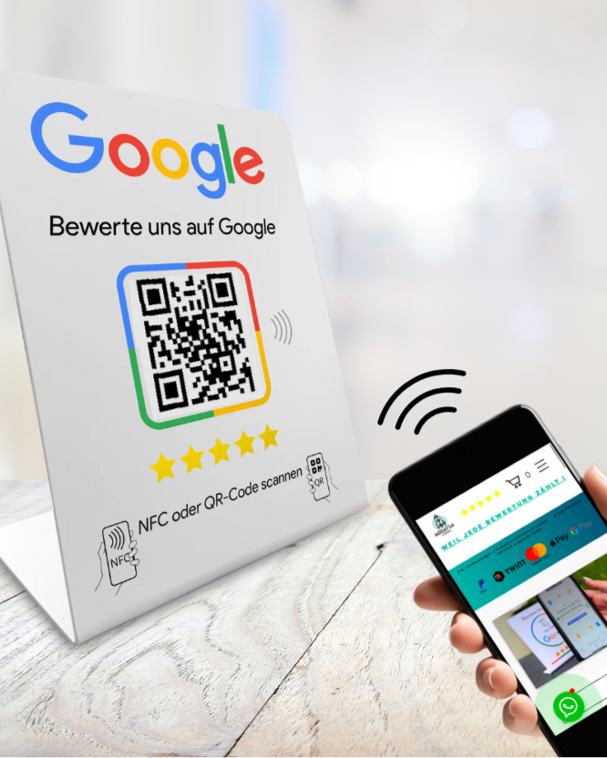 Google Review Booster - NFC / QR-Code Display - Bewertungsaufsteller