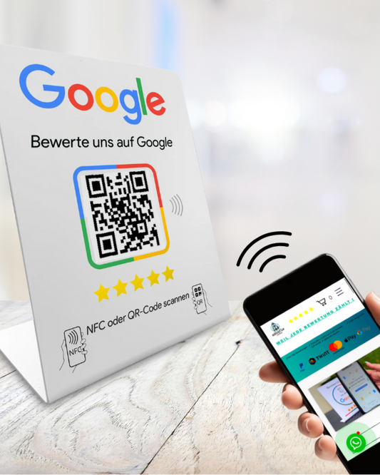 Google Review Booster - NFC / QR-Code Display - Bewertungsaufsteller