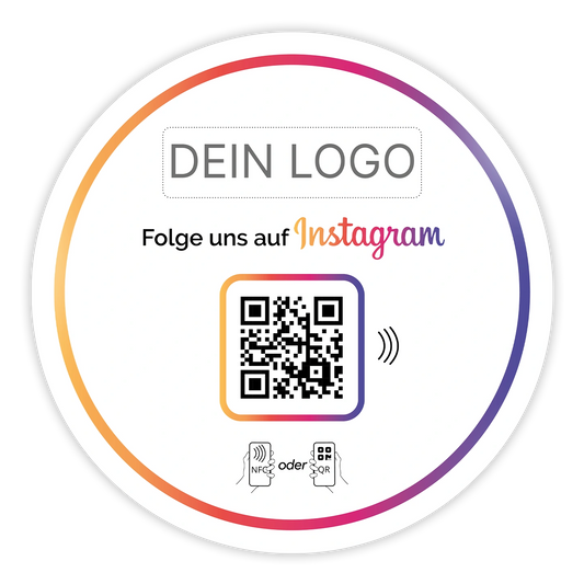 Instagram Follower Booster - NFC + QR-Code mit eigenem Logo zum kleben - für sofortige Follower-Zuwächse!