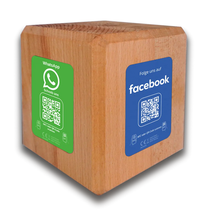 Social Media Booster – NFC/QR-Code Holzcube für mehr Reichweite - 4 - Seiten