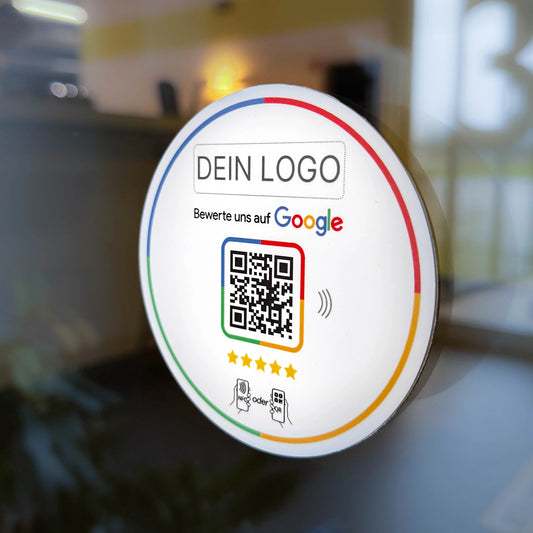 Google Review Booster mit Logo - NFC + QR-Code zum kleben - Vorprogrammiert auf Ihr Unternehmen!