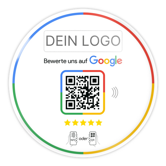 Google Review Booster mit Logo - NFC + QR-Code zum kleben - Vorprogrammiert auf Ihr Unternehmen!