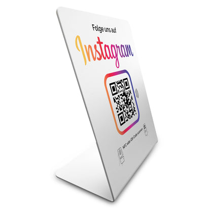 Instagram Booster Display mit eigenem Logo – NFC/QR-Code Display Aufsteller für sofortige Follower-Zuwächse 12x14cm