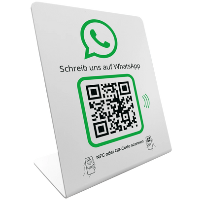 WhatsApp Direct Connect – NFC/QR-Code Display Aufsteller für sofortigen Kundenkontakt 12x14cm