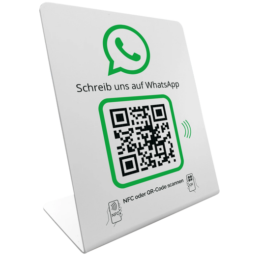 WhatsApp Direct Connect – NFC/QR-Code Display Aufsteller für sofortigen Kundenkontakt 12x14cm